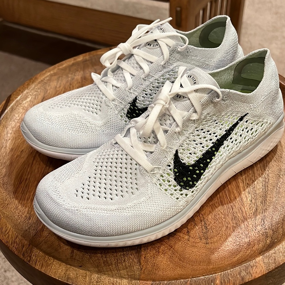 Brand New White Nike Free RN Flyknit 2018, Size 9.5